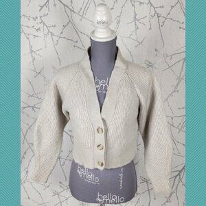 Babaton Ivory Birch 100% Merino Wool Cropped Irving Cardigan